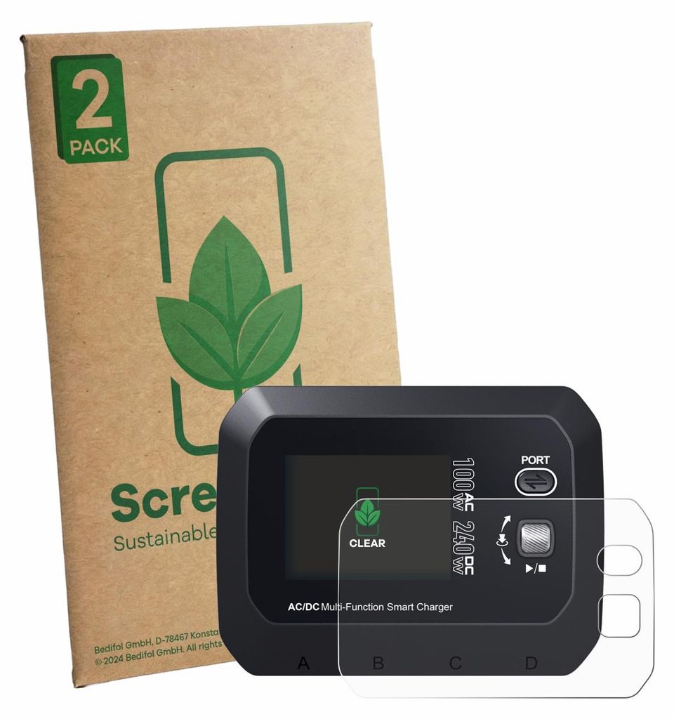 2x ScreenLeaf Schutzfolie für SkyRc Q100 Neo nachhaltiger Displayschutz Display Schutz Folie Klar Transparent