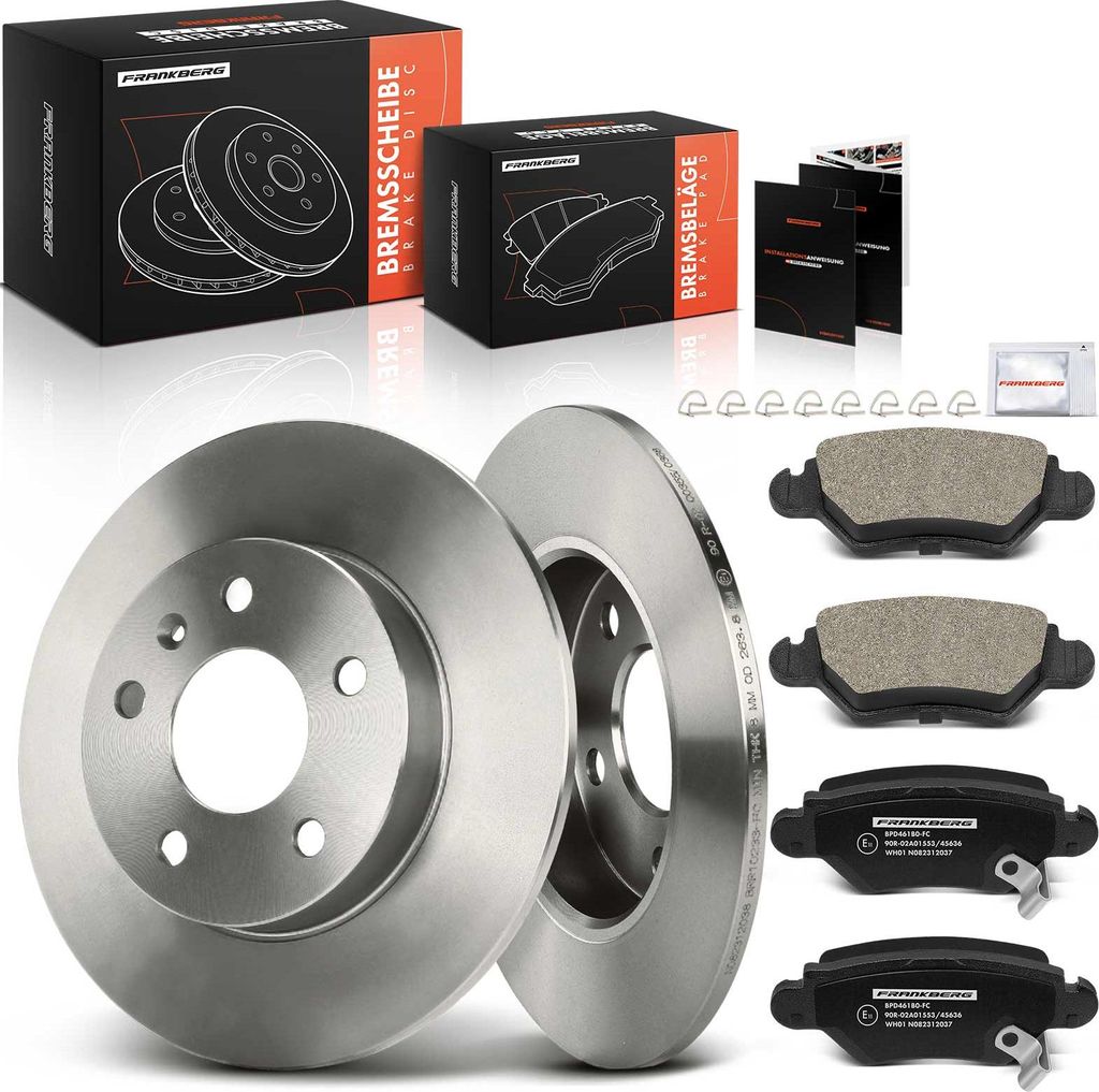 Frankberg 2x Bremsscheiben 4x Bremsbeläge Hinterachse für Opel Astra G Caravan CC Klasseic Zafira A Großraumlimousine