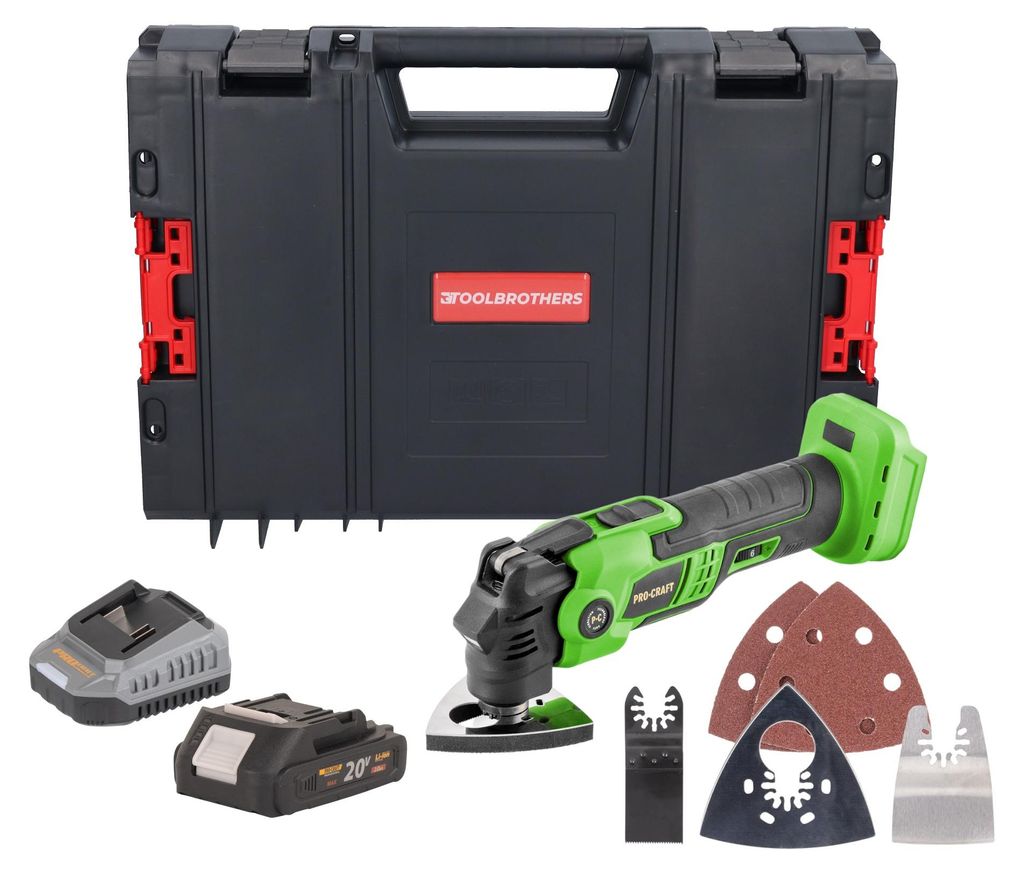 Procraft PMT22bb Akku Multifunktionswerkzeug 20 V Brushless + 1x Akku 2,0 Ah + Ladegerät + RHINO Toolcase