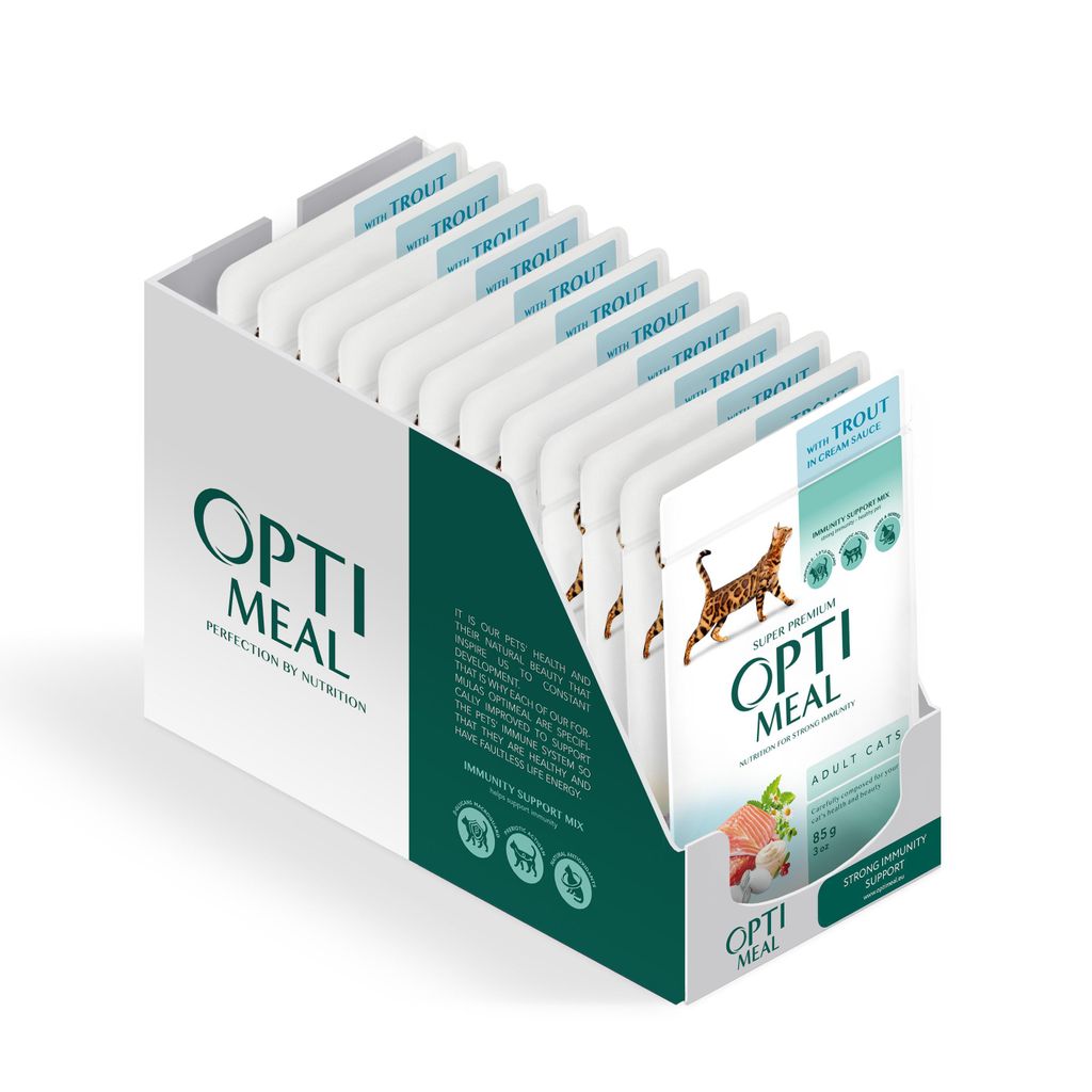 Optimeal Katzen-Nassfutter Forelle in Sahnesoße, 12x85 g Produktbild 
