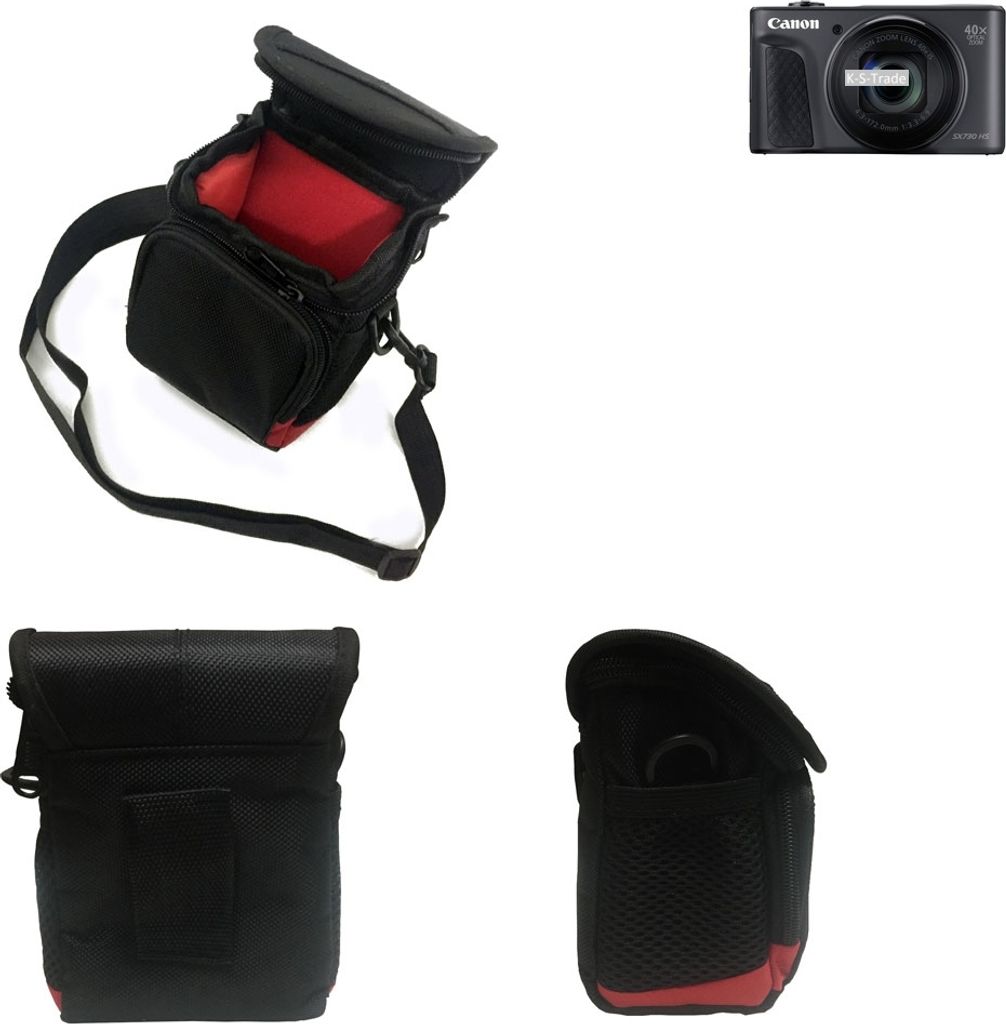 K-S-Trade Kameratasche Fototasche Umhängetasche Schultertasche Zubehör Tasche Schutz Hülle kompatibel mit Canon PowerShot SX730 HS mit Zusatzfach