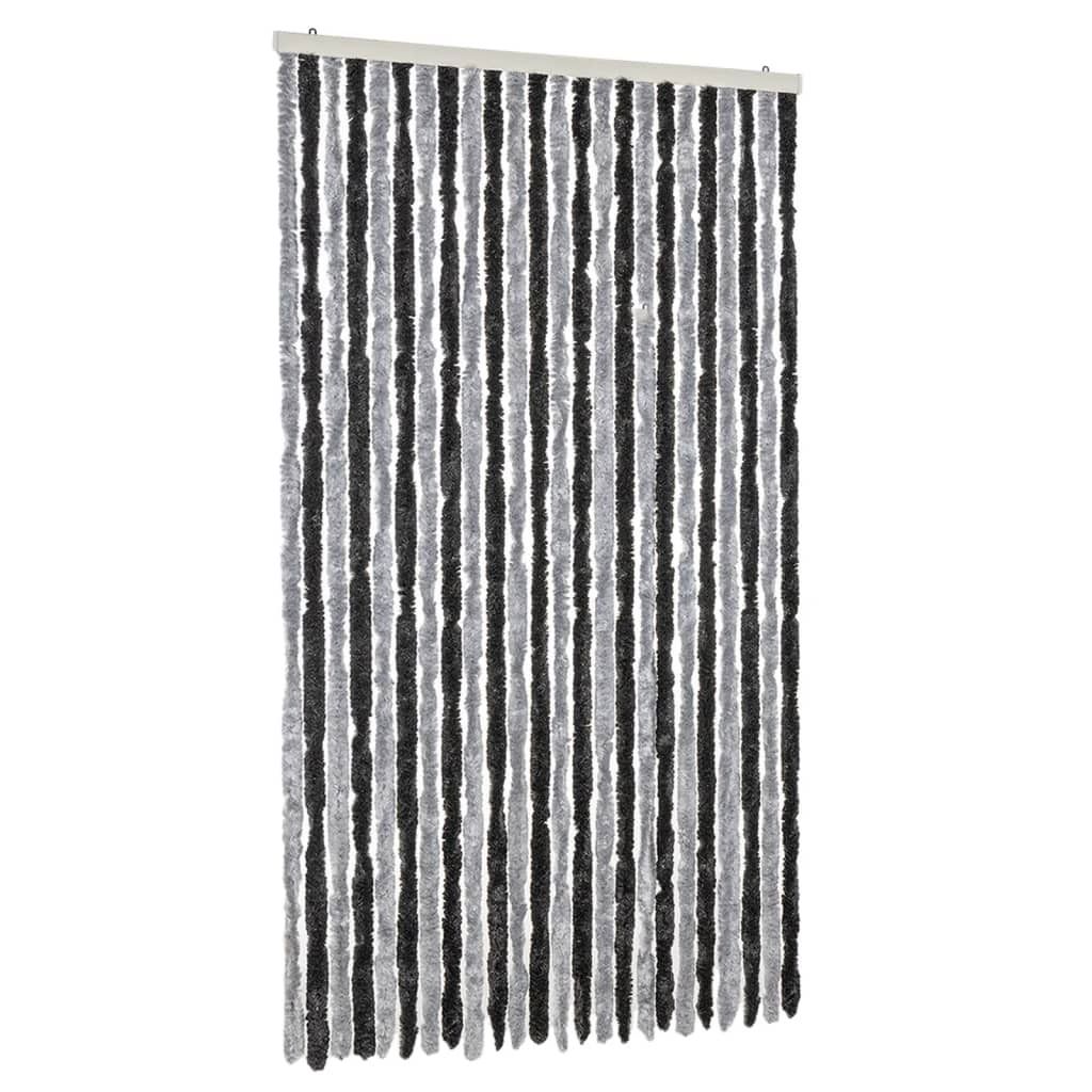 vidaXL Fliegenvorhang Grau und Schwarz 100x200 cm Chenille