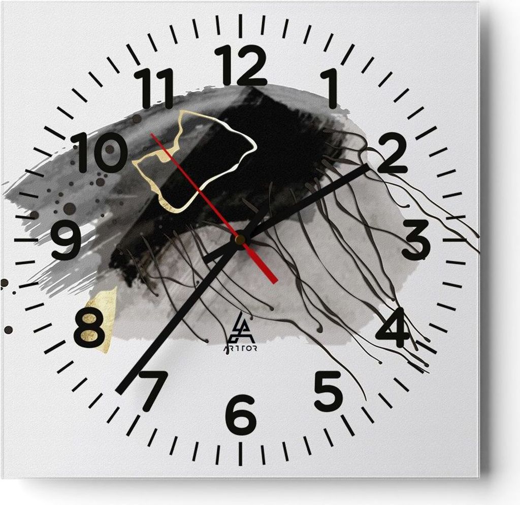 Wanduhr - Quadrat - Glasuhr - Abstraktion dunkel Farben - 40x40cm - Schleichendes Uhrwerk - Lautlos - zum Aufhängen bereit - Dekoration Modern - W...