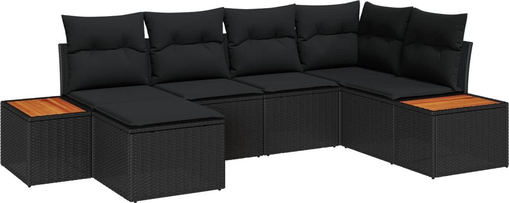 "2026 MODERNE" Gartensofa-set - elegantes Design - Sitzgruppe mit Sofa, Tisch - mit Kissen 6 pcs Schwarz Poly-Rattan - Terassenmöbel NeuMöbel374716