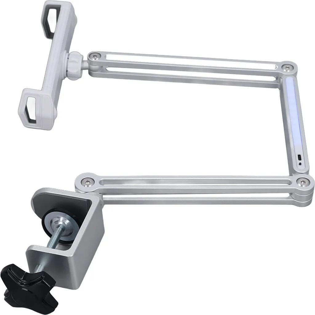 Support Téléphone de Lit Métallique avec Bras Long Flexible Argent - 5