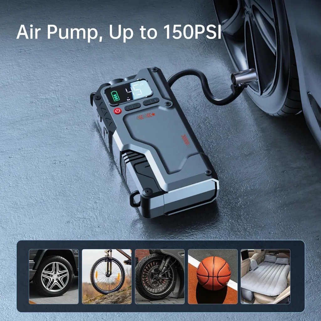 Eigotrav BOX12 banca di potenza per l'avviamento di salto dell'auto con compressore d'aria, 150PSI 6000A corrente di picco banca di potenza per l'avviamento di salto per 8.5L benzina e 7.0L motore diesel - 11
