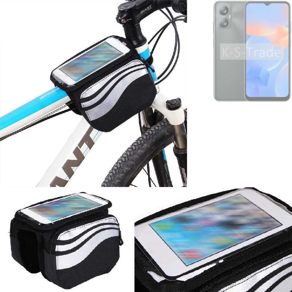 K-S-Trade Rahmentasche Fahrrad-Halterung kompatibel mit Blackview A52 Pro Rahmenhalterung Fahrrad Handyhalterung Fahrradtasche Handy Smartphone