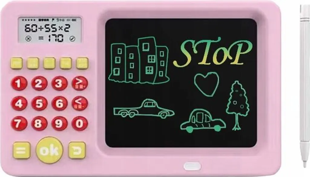 Calculatrice avec tablette LCD 5.2'' rose : ne perdez plus vos calculs