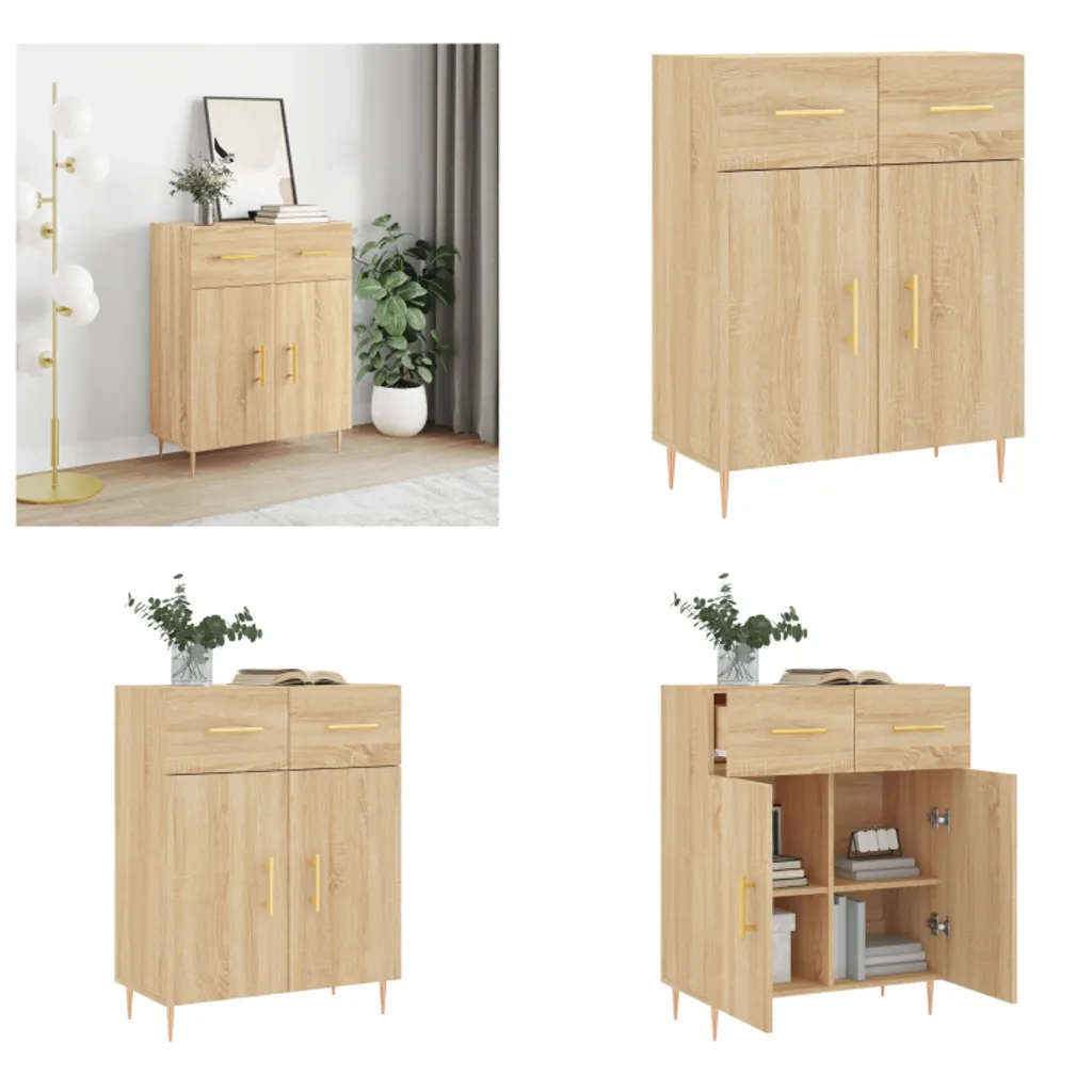 Credenza Rovere Sonoma Minimalista 69,5x34x90 cm | vidaXL Scandi Design