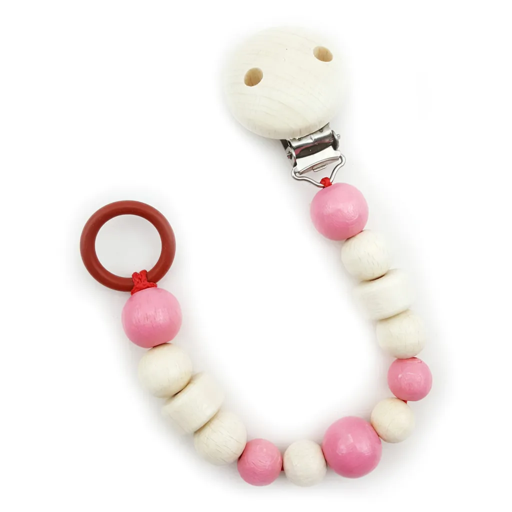 Attache-tétine Bébé Rose Soft 35x20x210mm - Chaîne Sucette Nouveau-né