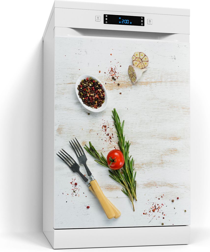 DEQORI Magnetmatte Spülmaschine beschreibbar 60x80 cm 'Küchenkräuter und Gewürze' Magnetfolie