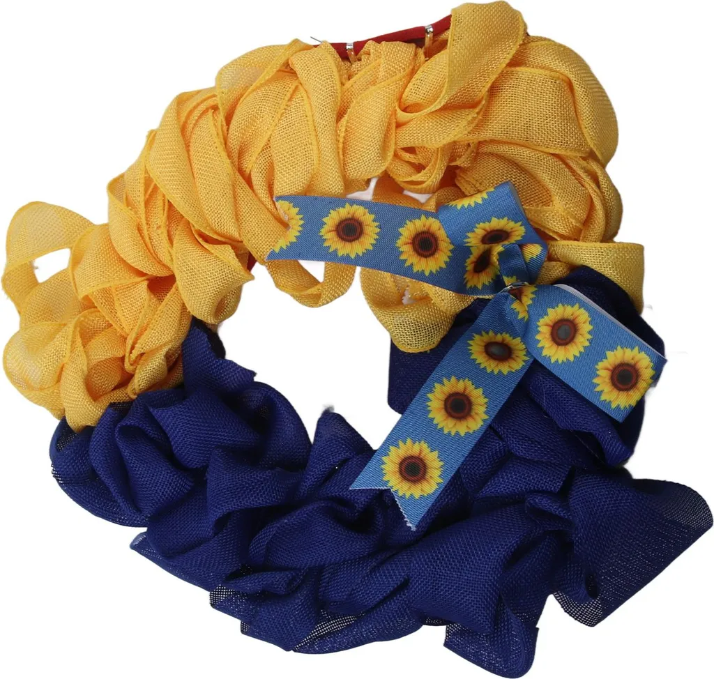 Couronne de Fleurs Ukraine Durable : Déco de Porte sans Entretien - 7