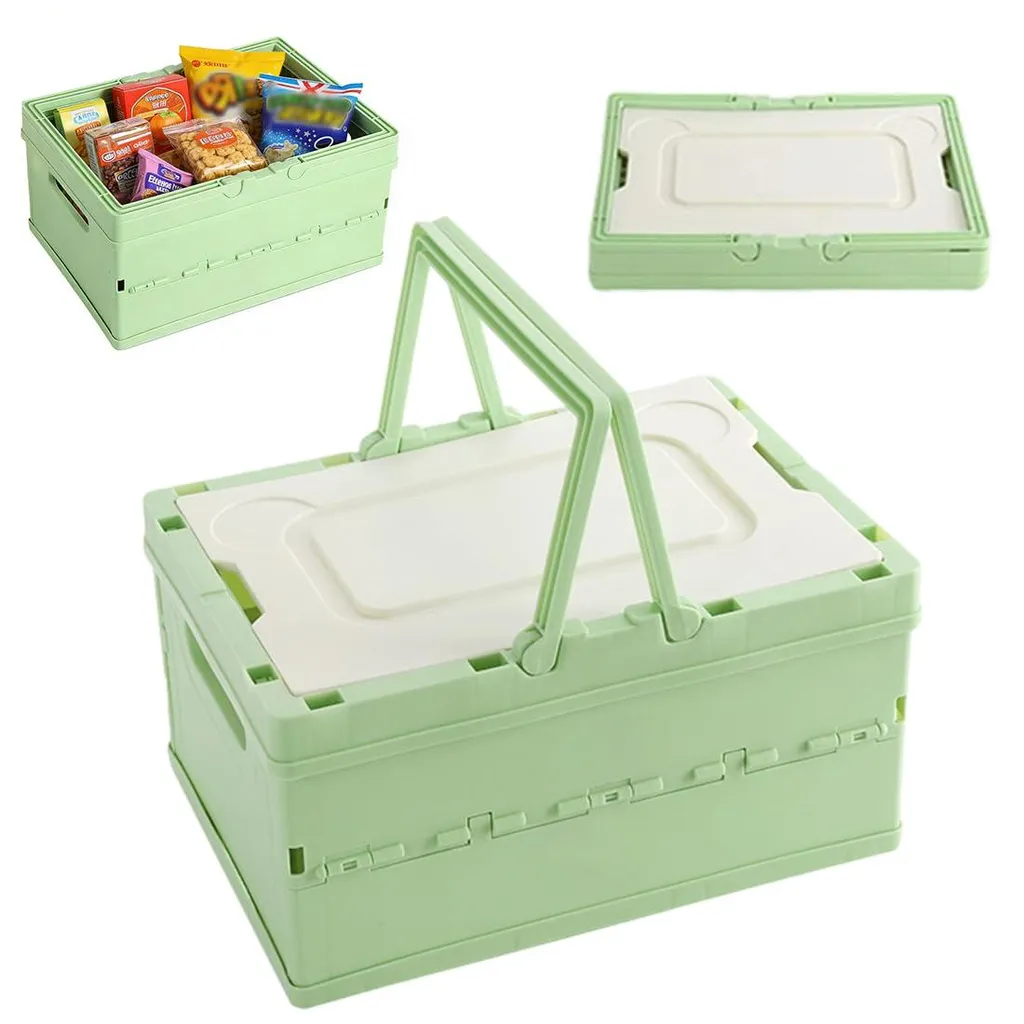 Boîte de rangement pliable 43,5x30x16,5 cm avec couvercle et poignée