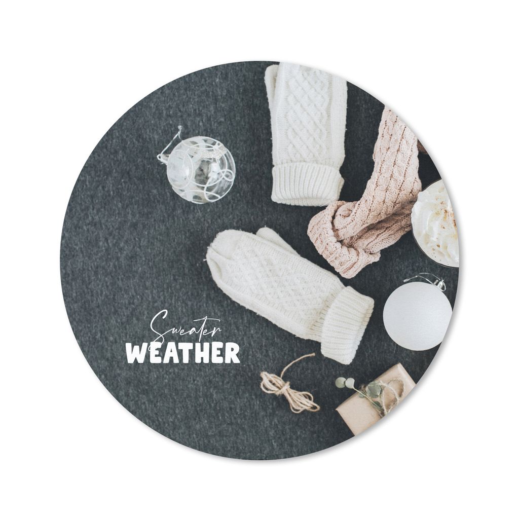 MuchoWow Mauspad Mousepad Winter - Pullover - Zitat 20x20 cm - Mousepads - Maus Mat - Pad - Mausunterlage - Schreibtischmatte