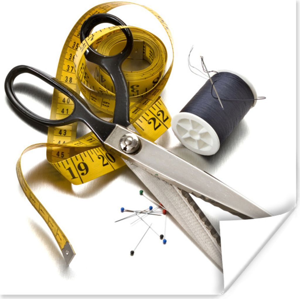 MuchoWow Poster Schere und anderes Nähzubehör 75x75 cm - Wand Dekoration