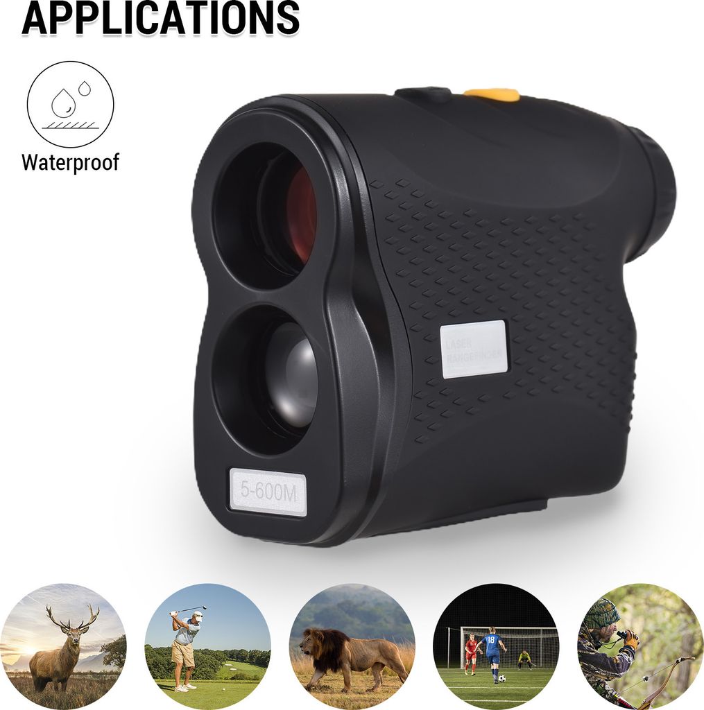 Golf-Entfernungsmesser, digitale Jagdmessung, Monokular-Teleskop, Messbereich 500–800 m, schwarz