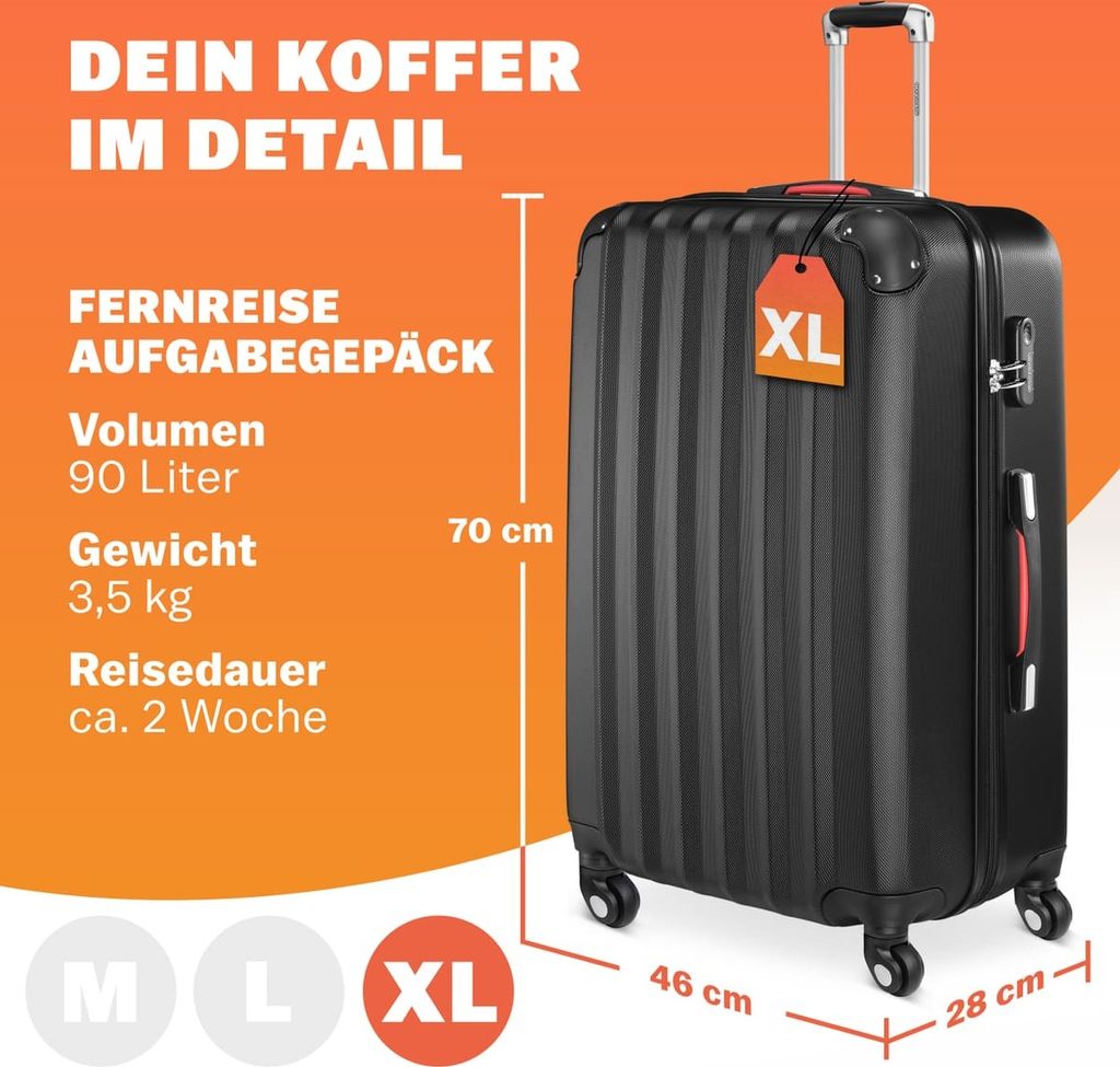 MONZANA® Koffer Handgepäck ABS HardCase Gehäuse gummierte Produktbild 2