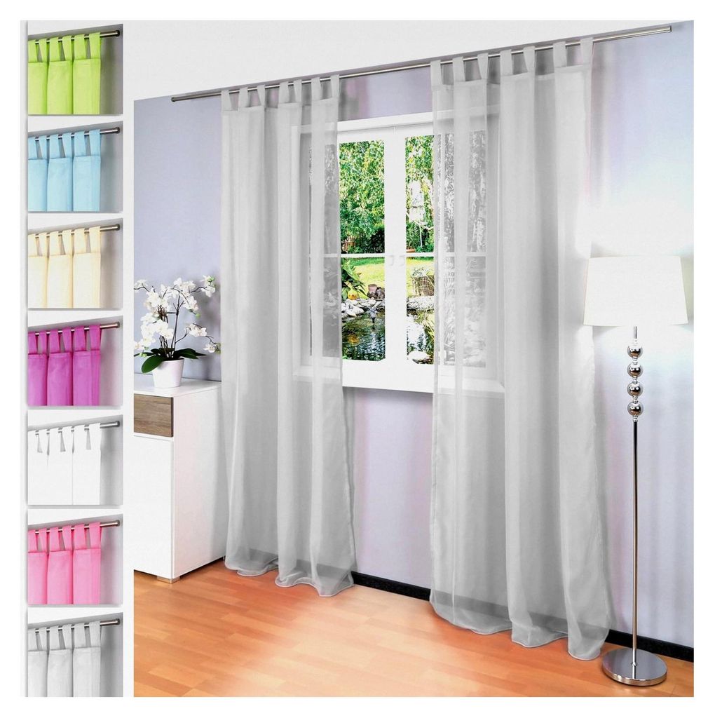 2er-Set Venezia transparente einfarbige Gardine (LxB) 245x140cm mit Schlaufen und Siegel Standard 100