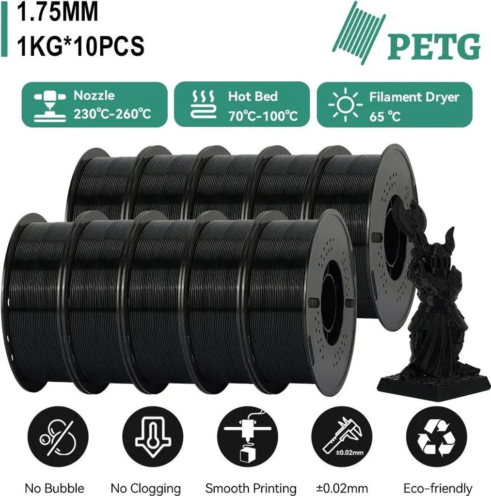 Filament PETG 1.75mm Noir pour Pièces Techniques 3D et Prototypes - 2