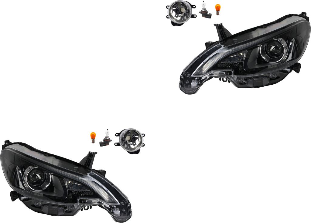 Johns, Scheinwerfer Satz Halogen passend für Peugeot 108 05/14- Hir2 +Nebel+Leuchtmitt. 8121002110 B000978080 8122002110 B000978180 B000863280 B00...
