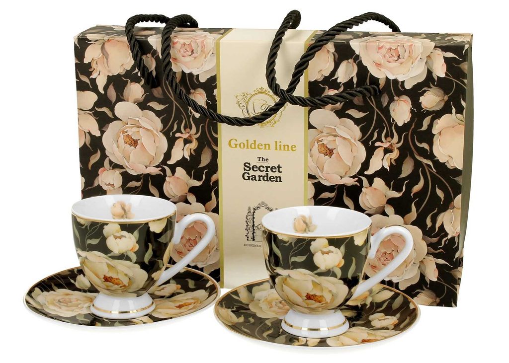 Tassen set espresso English Roses Black 90 ml