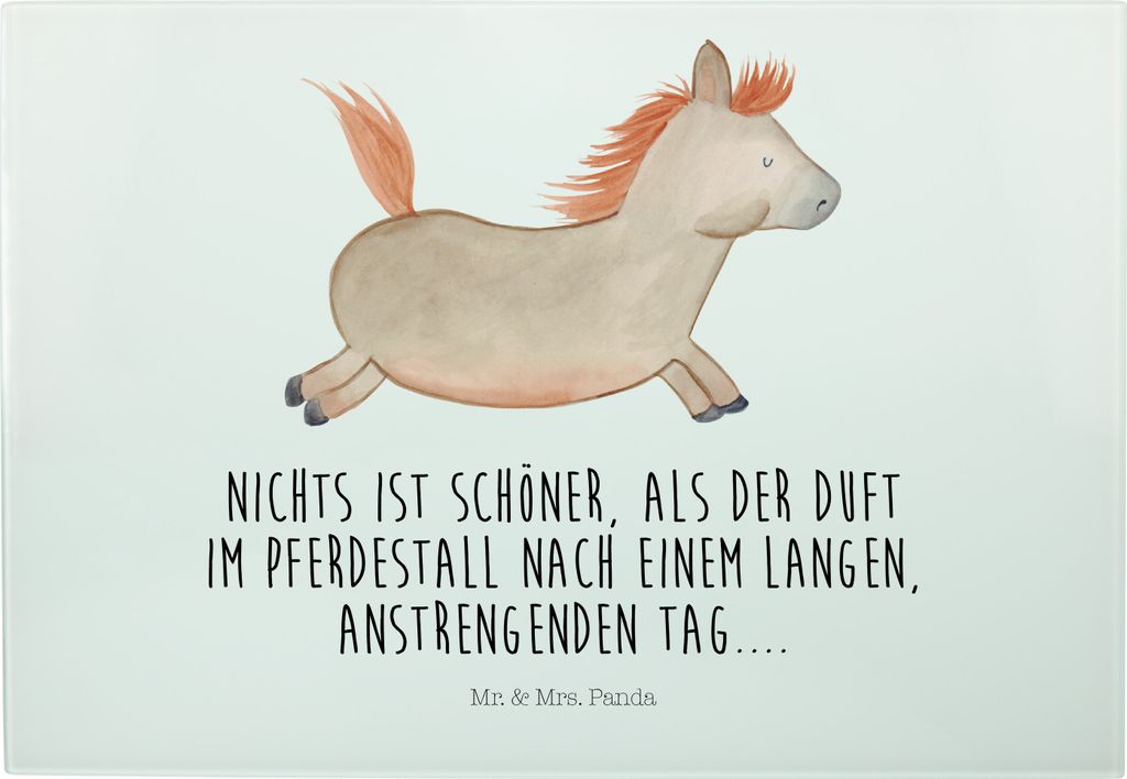 Mr. & Mrs. Panda Schneidebrett Pferd Springen - Weiß - Geschenk, Pferde, Brotzeitplatte, Reiten, schneidbrett, Pferdestall, Servierplatte, Bauernh...
