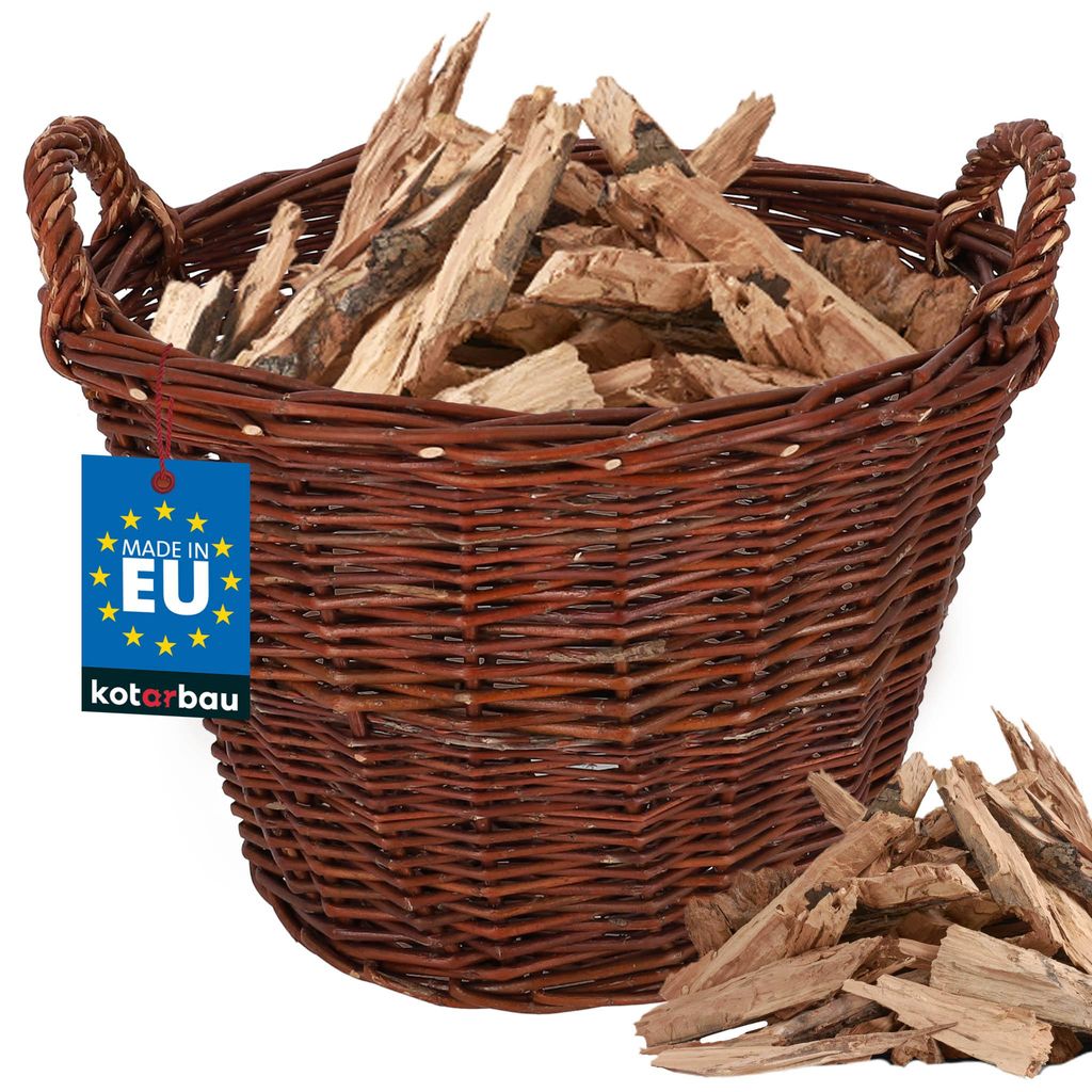 KOTARBAU Weidenkorb mit Griffen Ø 35 cm Blumen Korb Aufbewahrung von Spielzeug Holzkorb für Kaminholz Erntekorb aus Weide Aufbewahrungskörbe B...