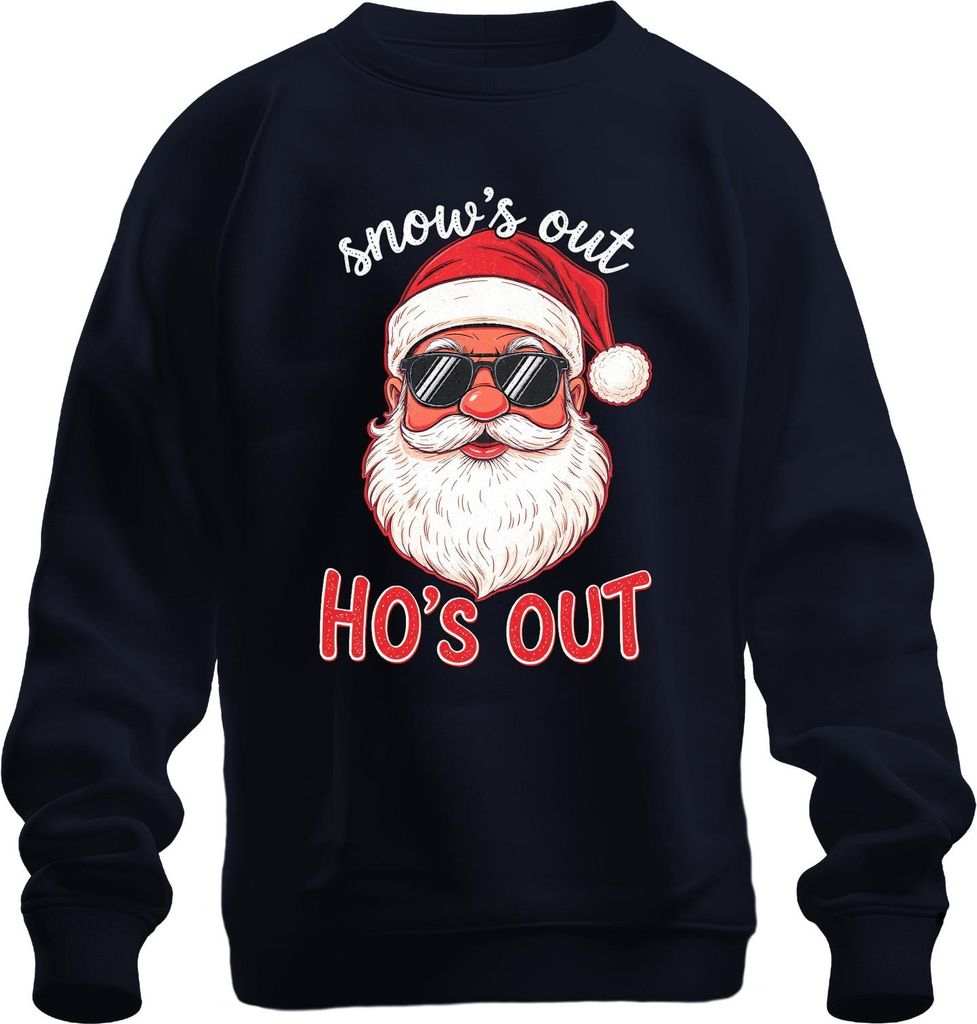 Snow's out Ho's out Weihnachtsmann Sonnenbrille Lustig Vintage Uni Sweatshirt Pullover, Navy, S