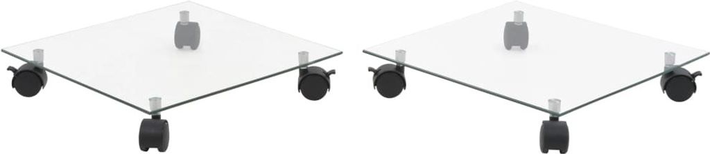 Pflanzenständer mit Rollen 2 Stück Hartglas 35x35 cm Quadrat