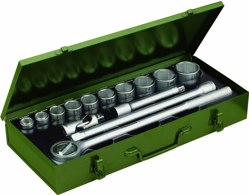 Proxxon Steckschlüsselsatz 22-50 mm Antrieb 20 mm (3/4") 15-teilig in Stahlbox