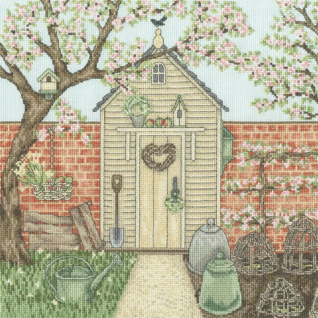 Point de Croix Bothy Threads Écailles de Fleurs 26cm avec Toile et Fils
