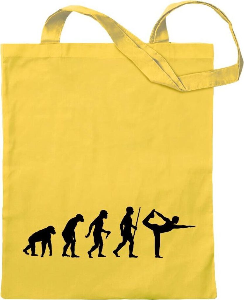 Kiwistar - Baumwolltasche - gelb - Yoga Gymnastik Evolution 3 - Tragetasche Stoffbeutel Umhängetasche Langer Henkel