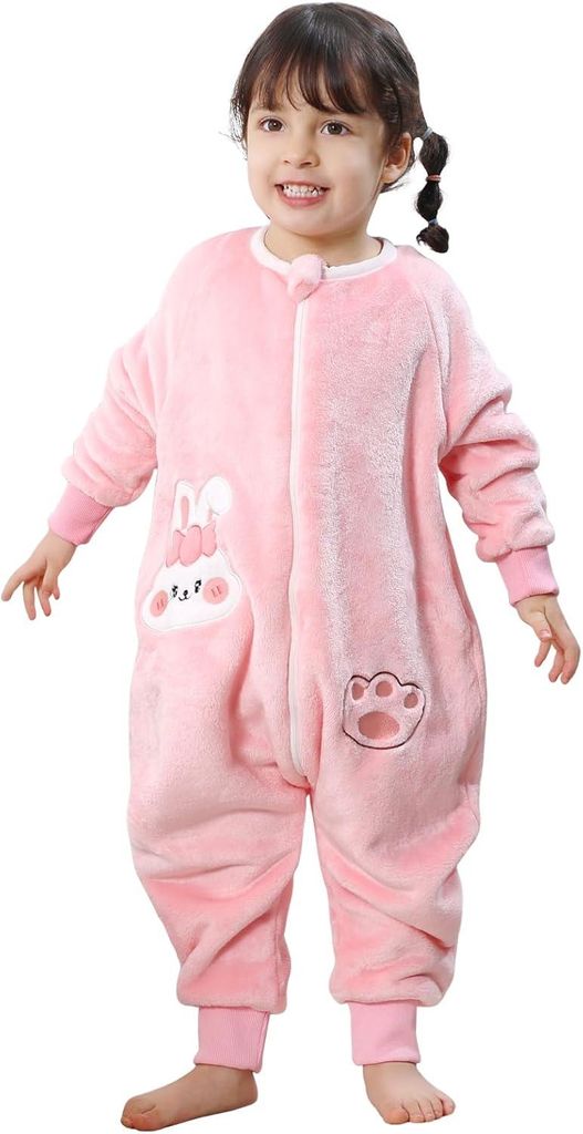 Unisex-Winterschlafsack-Pyjama, lange Ärmel und Beine, warm gefüttert, Kinderschlafsack