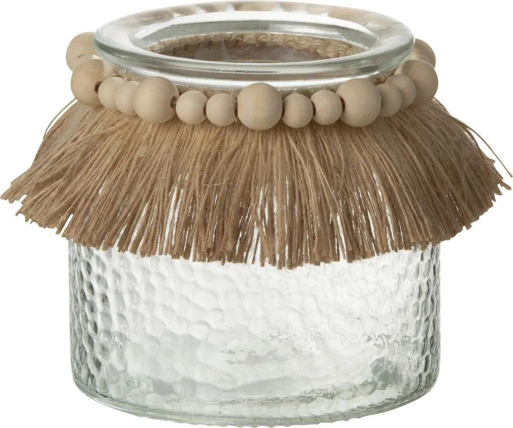 Décoration de table : porte-bougie J-Line en verre perlé transparent S