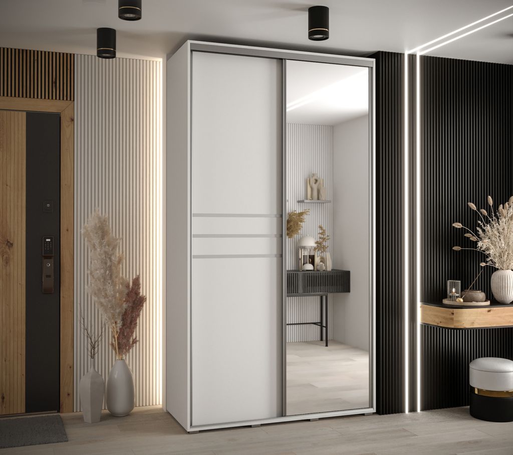 Kleiderschrank ASIRI 11 - 130/45 cm, weiß/silber