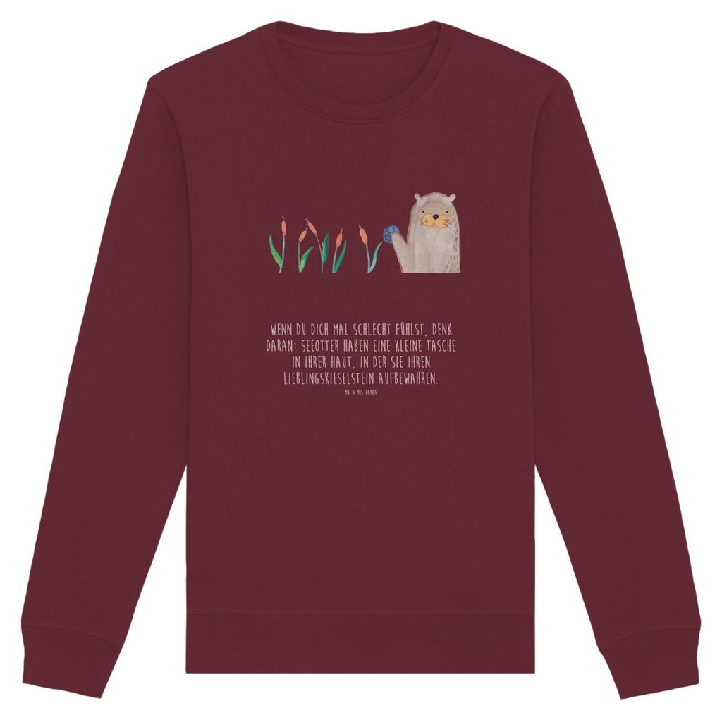 Mr. & Mrs. Panda Baumwoll Pullover Otter Stein Größe S - Burgundy - Geschenk, Sweatshirt, Pflanzen, Sweater, Fun Facts, Seeotter, Bio-Pullover, W...