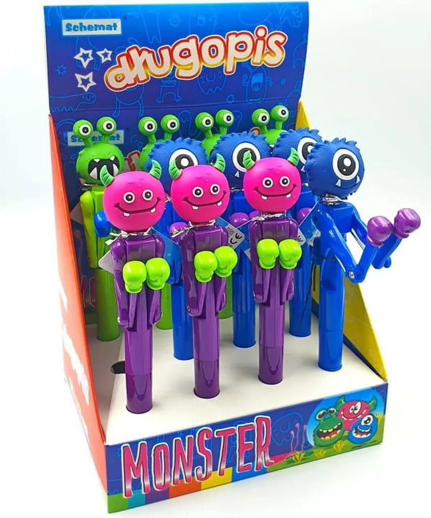Lot de 12 stylos bille avec figurine boxe Monster - Gadget d'écriture