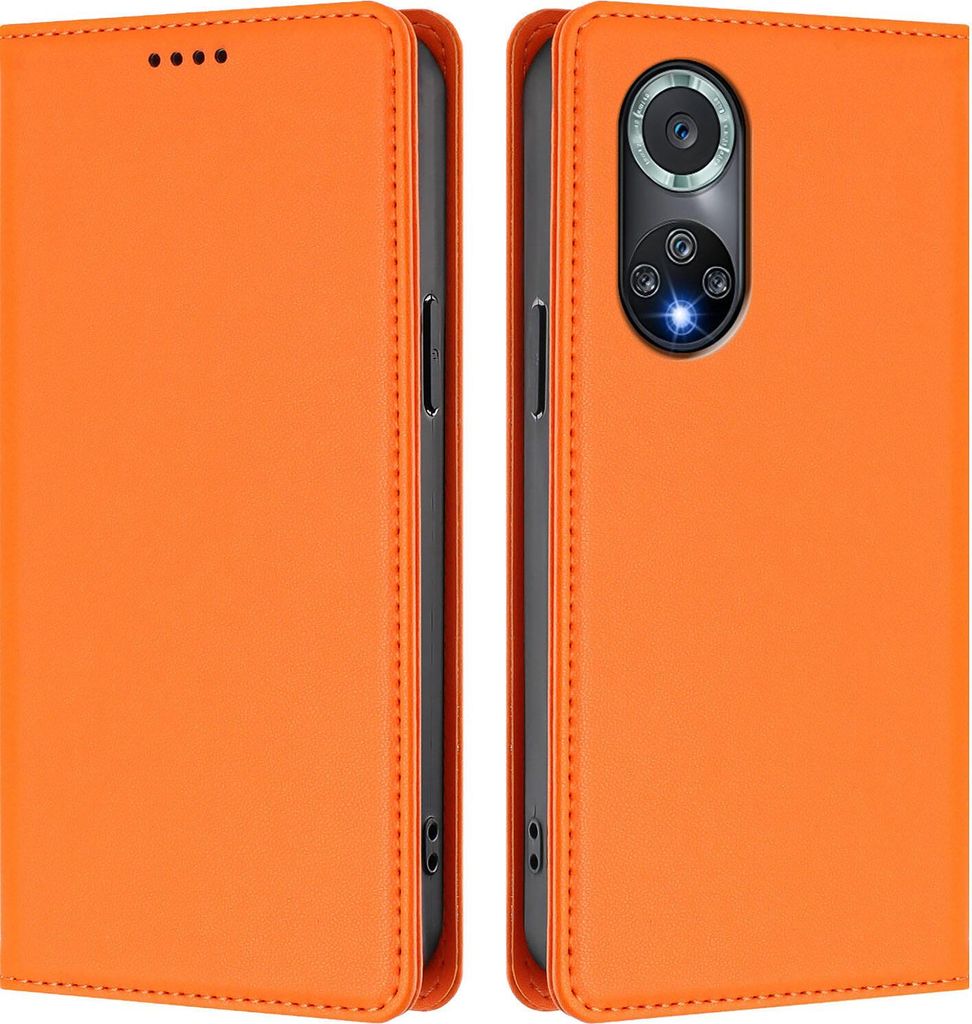 Handyhülle für Huawei Nova 9 Pro /Honor 50 Pro, Kunstleder Klapphülle Stoßfeste Magnetische Hülle mit Ständer Orange