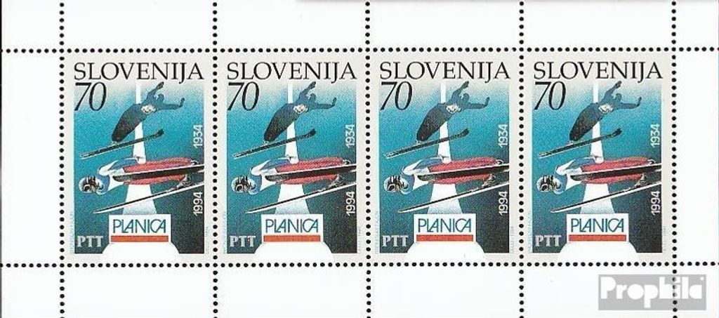 Briefmarken Slowenien 1994 Mi 78 Kleinbogen I (kompl.Ausg.) postfrisch 60 Jahre Skiflug-Weltmeisterschaften