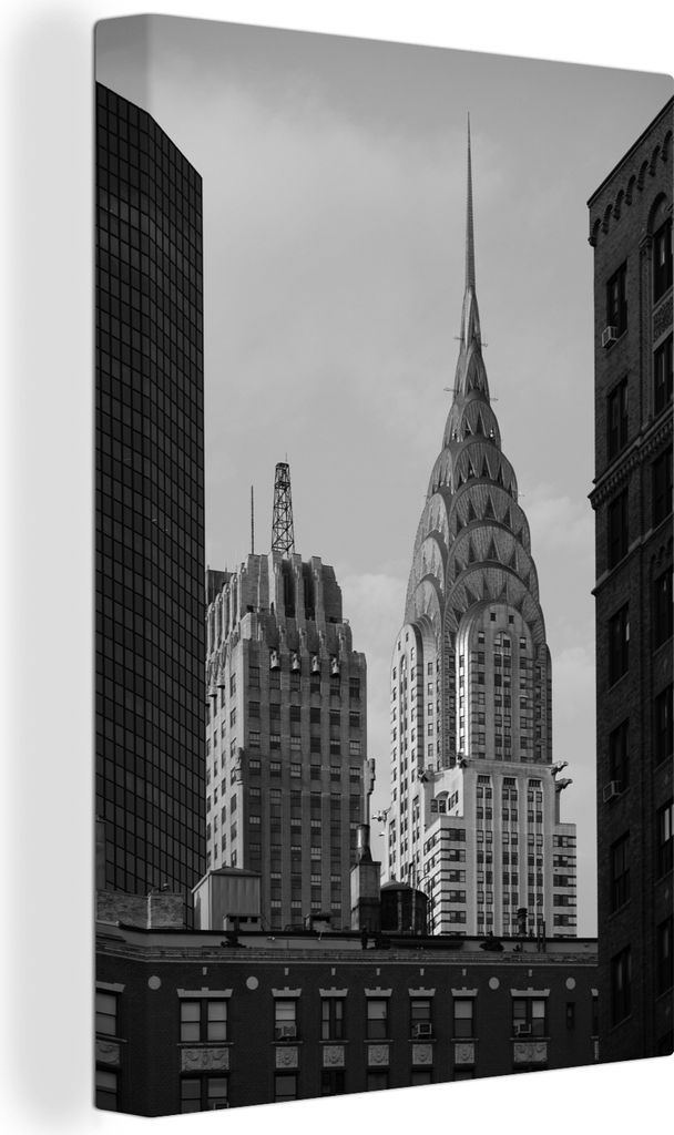 OneMillionCanvasses - Leinwandbilder - 90x140 cm, Manhattan - Wolkenkratzer - Schwarz - Weiß, Wandbilder Kunstdruck Wanddekoration - Wandschmuck...