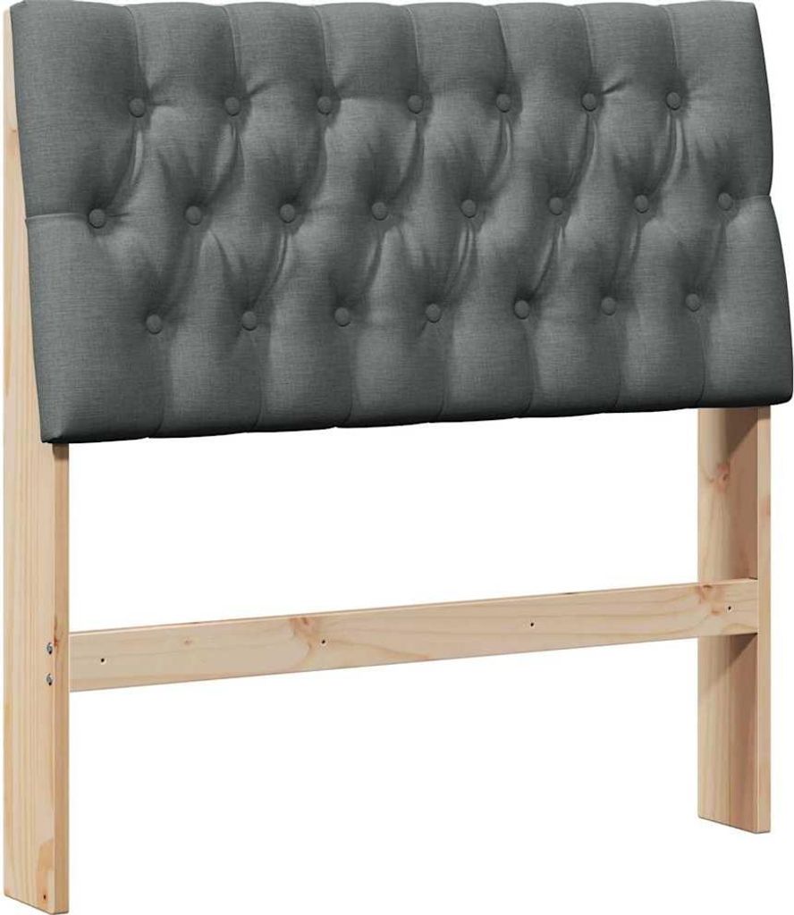 vidaXL Gepolstertes Kopfteil Dunkelgrau 90 cm Massives Kiefernholz