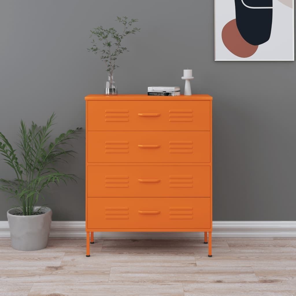 Möbel Kommode Orange 80x35x101,5 cm Stahl - Kommoden 336201
