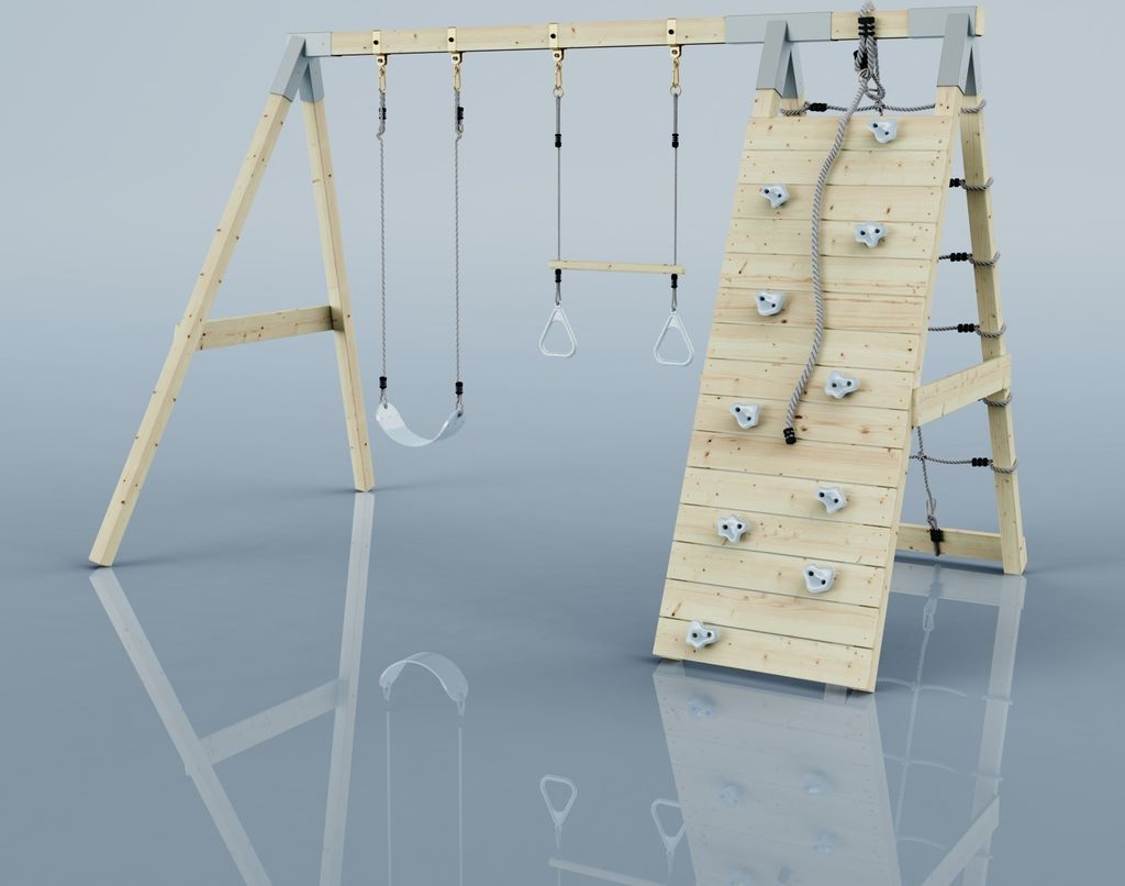 OutdoorToys Klettergerüst Waschbär aus Holz in Blau Eisblau