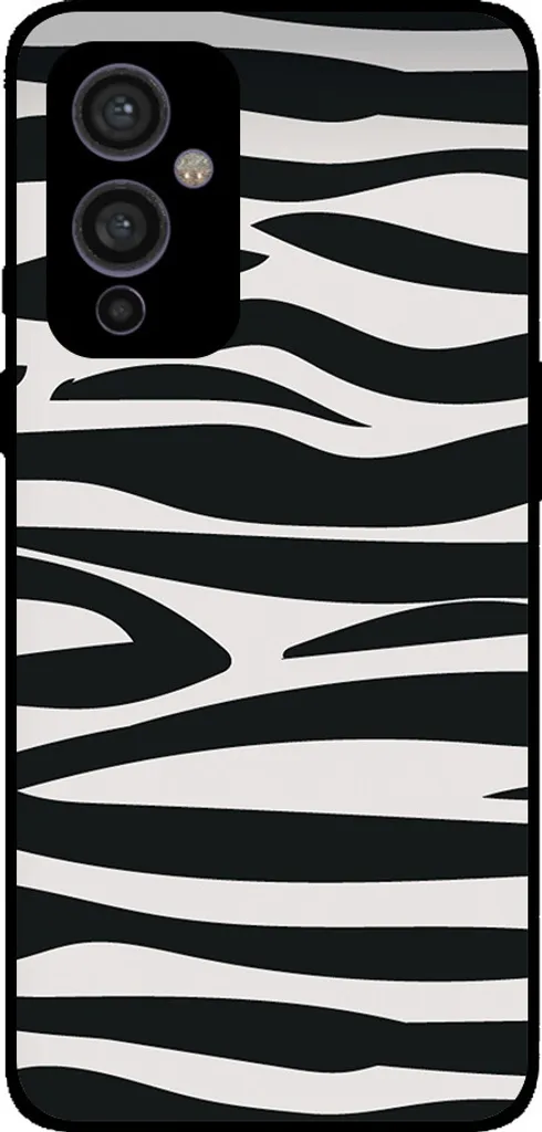 Custodia OnePlus 9 Zebrata Smartphonica - Cover Morbida TPU Nero Bianco
