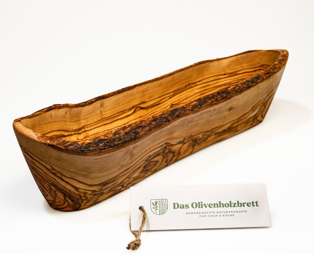 Baguetteschale aus Olivenholz, mit Naturrand 40 cm