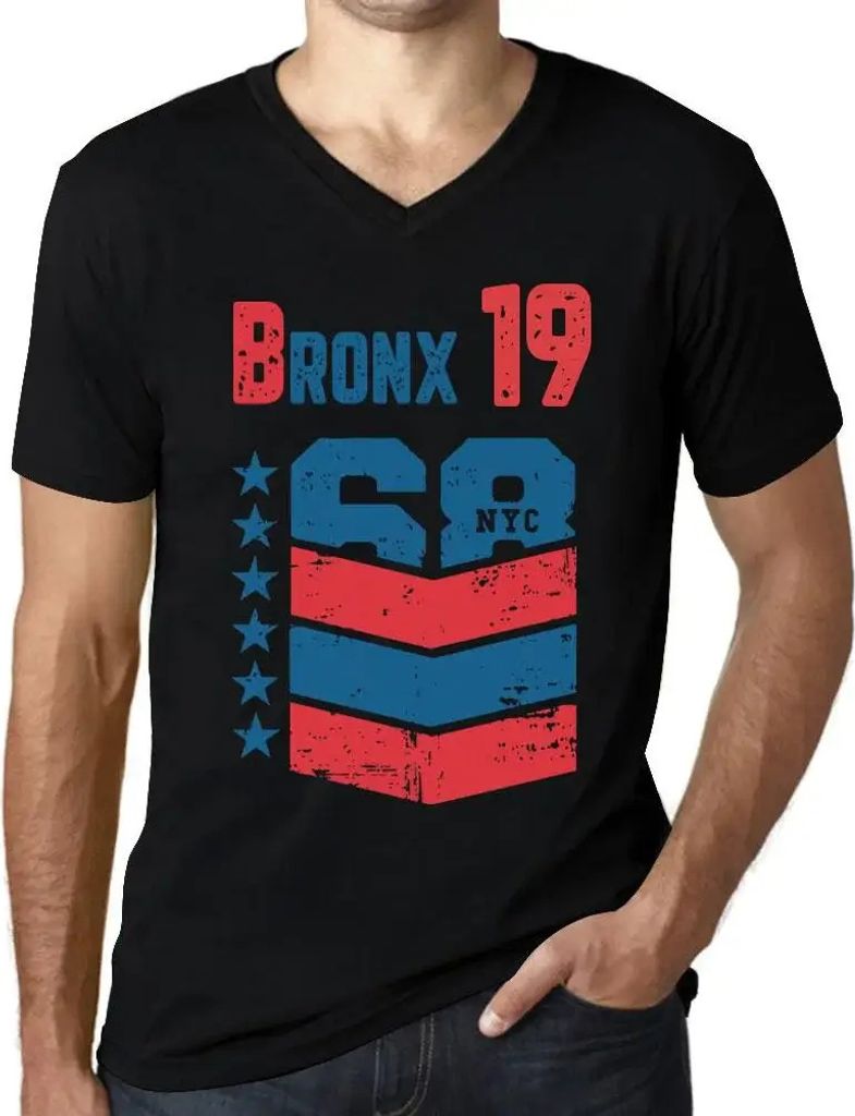 Herren Grafik T-Shirt V-Ausschnitt Bronx 19 Geschenk 19. Geburtstag Jahrestag 19 Jahre Jubiläum 19 Jährige Mann Jahrgang 2005 Kurzarm Lustige Druck