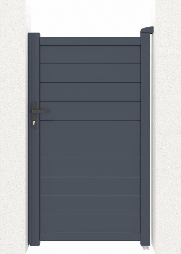 Gartentür 1m EIGER H.180cm + 2 Alu-Pfosten H.190cm grau