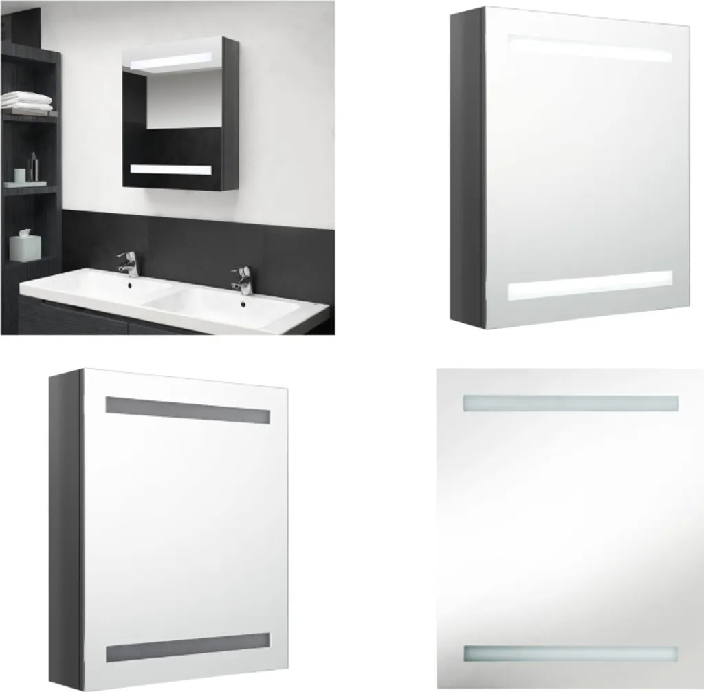 Mobiletto Bagno a Specchio con Luci LED Grigio - vidaXL 50x14x60 cm