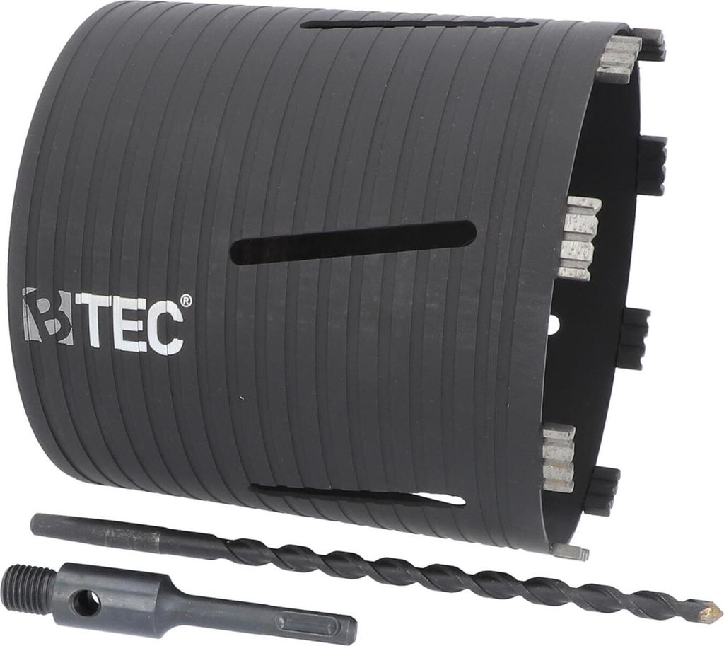Diamant Bohrkrone NEXT GENERATION Ø 182 mm mit SDS+Adapter 100 mm & Zentrierbohrer Nutzlänge 180 mm Segmenthöhe 10 mm Beton Mauerwerk Poroton Zi...