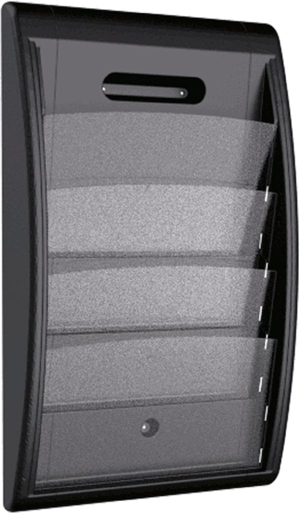 PAPERFLOW Wand-Prospekthalter Quick fit 4 Fächer schwarz